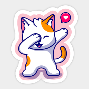 Cute Cat Dabbing Cartoon Sticker